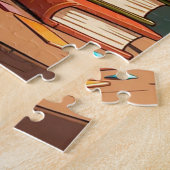 眼鏡をかけている愛読らしい猫の本 ジグソーパズル (側面)