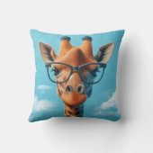 眼鏡をかけている雲に隠れたキリン クッション (裏面)