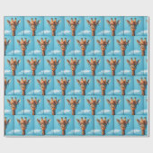 眼鏡をかけている雲に隠れたキリン ラッピングペーパー (フラット)