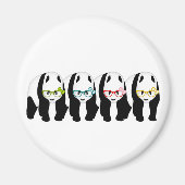 眼鏡をかけている4頭のパンダ マグネット (正面)