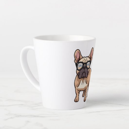 眼鏡をフランスの掛けたブルドッグ カフェラテマグ (左アングル)