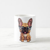 眼鏡をフランスの掛けたブルドッグ コーヒーマグカップ (中央)