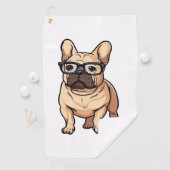 眼鏡をフランスの掛けたブルドッグ ゴルフタオル (インサイチュ)