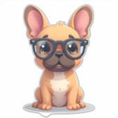 眼鏡をフランスの掛けたブルドッグ シール (正面)