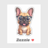 眼鏡をフランスの掛けたブルドッグ シール (シート)