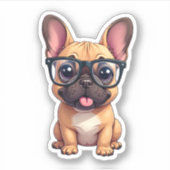 眼鏡をフランスの掛けたブルドッグ シール (正面)