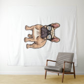 眼鏡をフランスの掛けたブルドッグ タペストリー (インサイチュ(横))