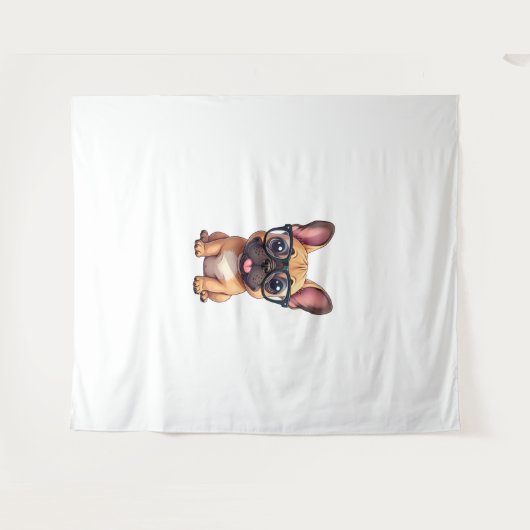 眼鏡をフランスの掛けたブルドッグ タペストリー (正面(横))