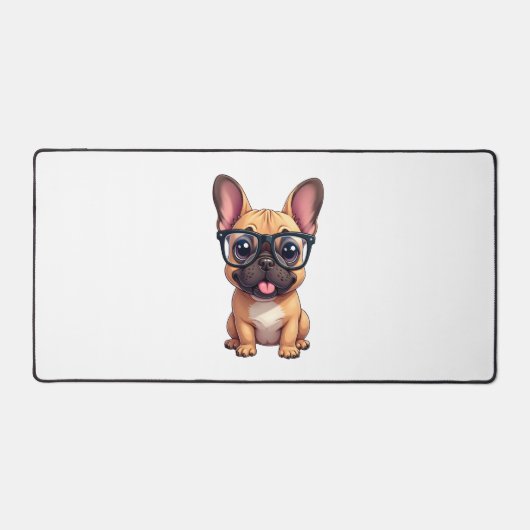 眼鏡をフランスの掛けたブルドッグ デスクマット (正面)