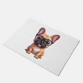 眼鏡をフランスの掛けたブルドッグ ドアマット (アングル)