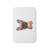 眼鏡をフランスの掛けたブルドッグ バスマット (正面縦)