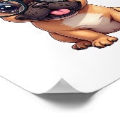 眼鏡をフランスの掛けたブルドッグ ポスター (角)