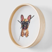 眼鏡をフランスの掛けたブルドッグ 壁時計 (傾斜)