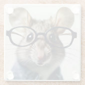 眼鏡を掛けた野ネズミ ガラスコースター (裏面)