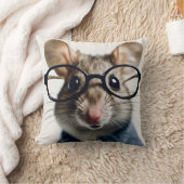 眼鏡を掛けた野ネズミ クッション (ブランケット)