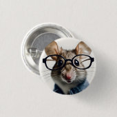 眼鏡を掛けた野ネズミ 缶バッジ (正面&裏面)