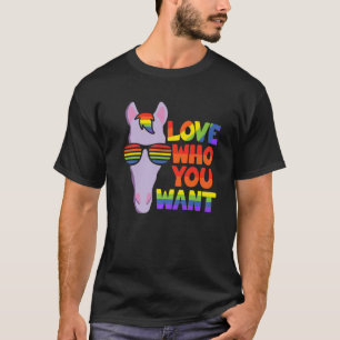 眼鏡を掛けたLGBTホースプライドLGBTQラブフーY Tシャツ