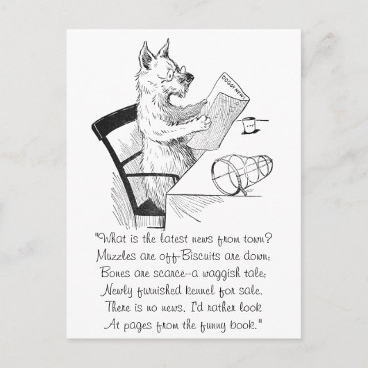 眼鏡を掛け読た犬 ポストカード (正面)