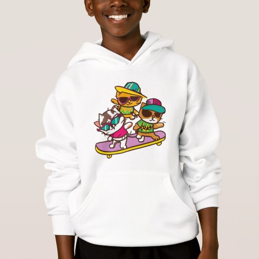 眼鏡を遊掛けた猫用スケートボードヒップホップ帽子 (正面)