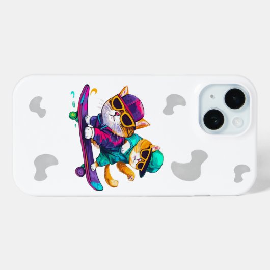 眼鏡を遊掛けた猫用スケートボードヒップホップ帽子 Case-Mate iPhoneケース (裏面 (横))