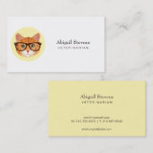 眼鏡を頭が切れる掛けたオレンジ猫 名刺 (正面/裏面)