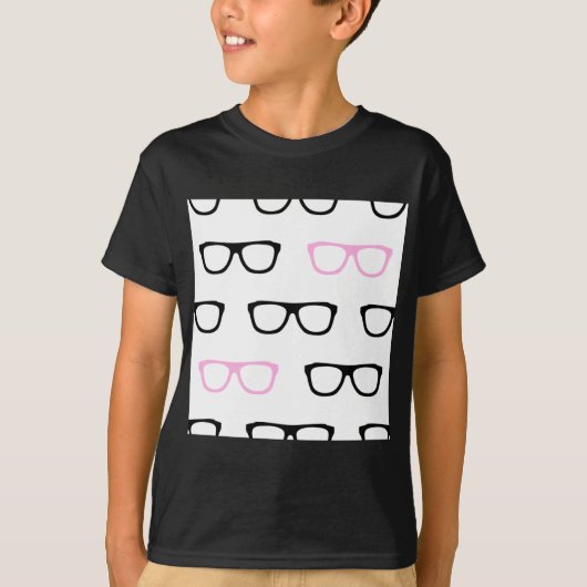 眼鏡オタク系のピンクギーク Tシャツ (正面)