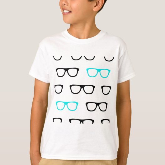 眼鏡オタク系のブルーギーク Tシャツ (正面)