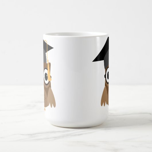 眼鏡オタク系の付きフクロウ及び目盛りキャップのマグカップ コーヒーマグカップ (中央)