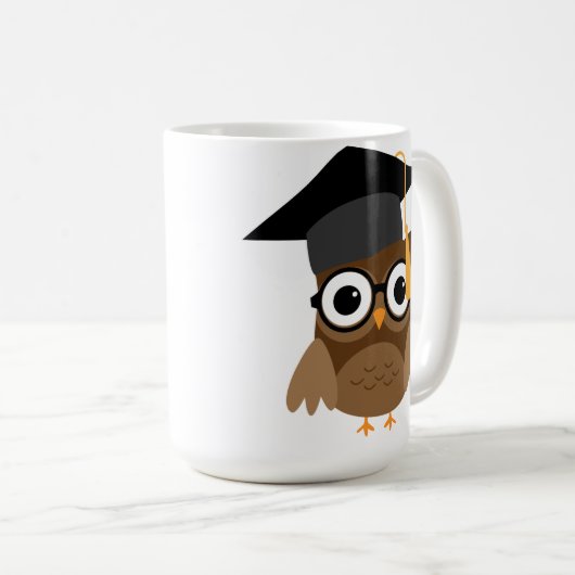 眼鏡オタク系の付きフクロウ及び目盛りキャップのマグカップ コーヒーマグカップ (正面右)