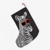 眼鏡カッコいい付きおもしろいの可愛いゼブラの白いスケッチ スモールクリスマスストッキング (裏面 (吊り時))