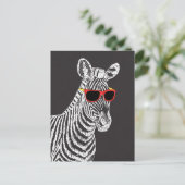 眼鏡カッコいい付きおもしろいの可愛いゼブラの白いスケッチ ポストカード (スタンド正面)