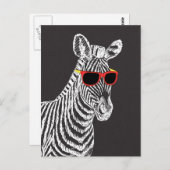 眼鏡カッコいい付きおもしろいの可愛いゼブラの白いスケッチ ポストカード (正面/裏面)