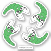 眼鏡カッコいい付きおもしろいの神経質な毛虫 シール (正面)
