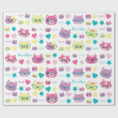 眼鏡カッコいい柄のパステルネコ ラッピングペーパー (フラット)