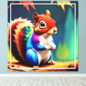 眼鏡カラフルをかけたかわいいリス キャンバスプリント (インサイチュ (ウッドフロア))