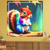 眼鏡カラフルをかけたかわいいリス キャンバスプリント (インサイチュ (リビング))