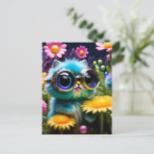 眼鏡カラフルをかけた可愛らしい子猫 ポストカード (スタンド正面)