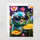 眼鏡カラフルをかけた可愛らしい子猫 ポストカード (正面/裏面)