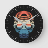 眼鏡カラフル付きシンプルサル ラウンド壁時計 (正面)