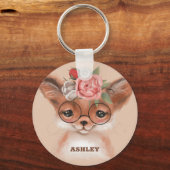 眼鏡キーチェーン付きキツネ キーホルダー (裏面)