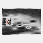 眼鏡クール付きのおばあちゃん名前をカスタムする キッチンタオル (横)