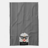 眼鏡クール付きのおばあちゃん名前をカスタムする キッチンタオル (縦)