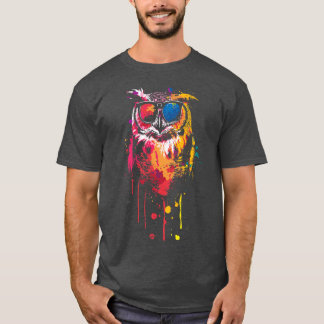眼鏡クール付きフクロウ Tシャツ