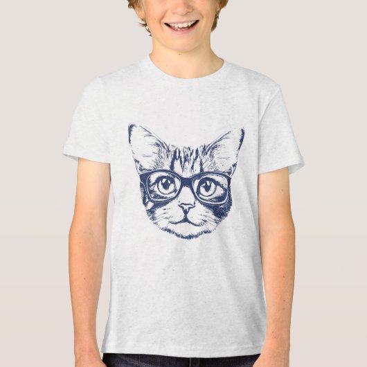 眼鏡クール付き猫 トライブレンドＴシャツ (正面)