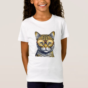 眼鏡クール付き猫 Tシャツ