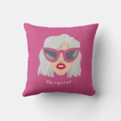 眼鏡クール付き白髪の名前をカスタムする クッション (裏面)