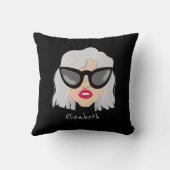 眼鏡クール付き白髪の名前をカスタムする クッション (裏面)