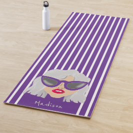 眼鏡クール付き白髪の名前をカスタムする ヨガマット