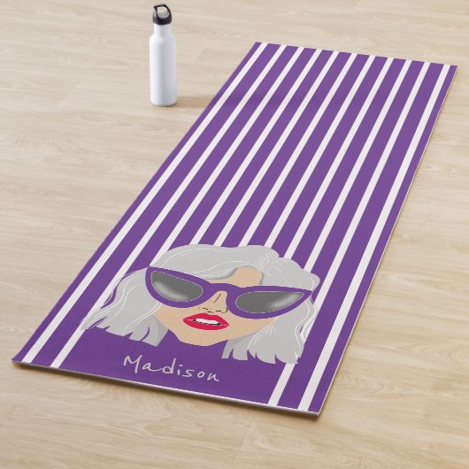 眼鏡クール付き白髪の名前をカスタムする ヨガマット (インサイチュ)