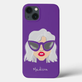 眼鏡クール付き白髪の名前をカスタムする iPhone 13ケース
